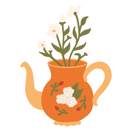 Teekanne mit Blumen darin PNG-Design