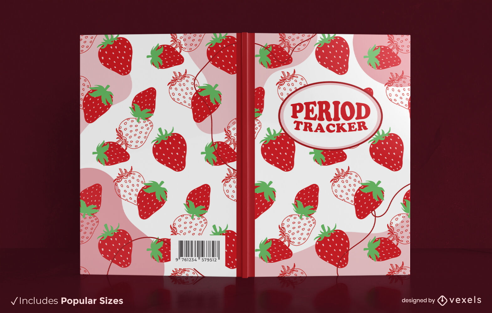 Period tracker strawberry book cover design