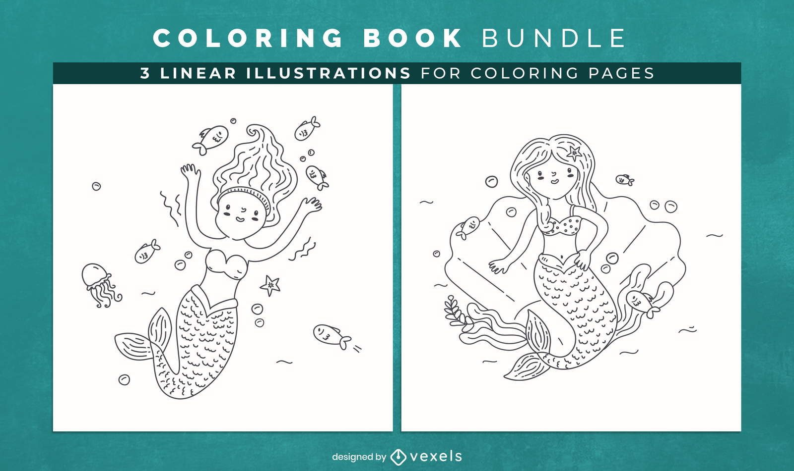 100 Page Mermaid Coloring Book 