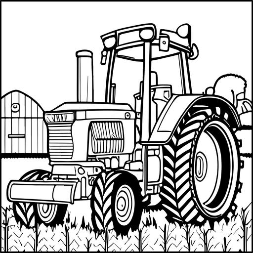 Ilustração detalhada do trator em monocromático Desenho PNG