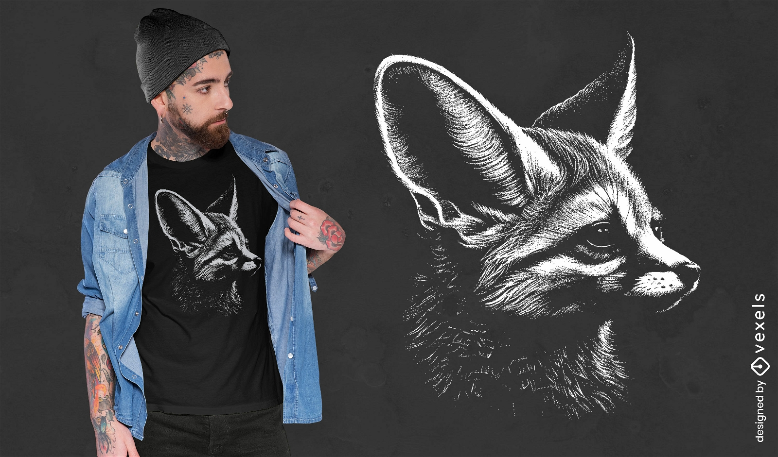 Design atento de camiseta Fennec fox