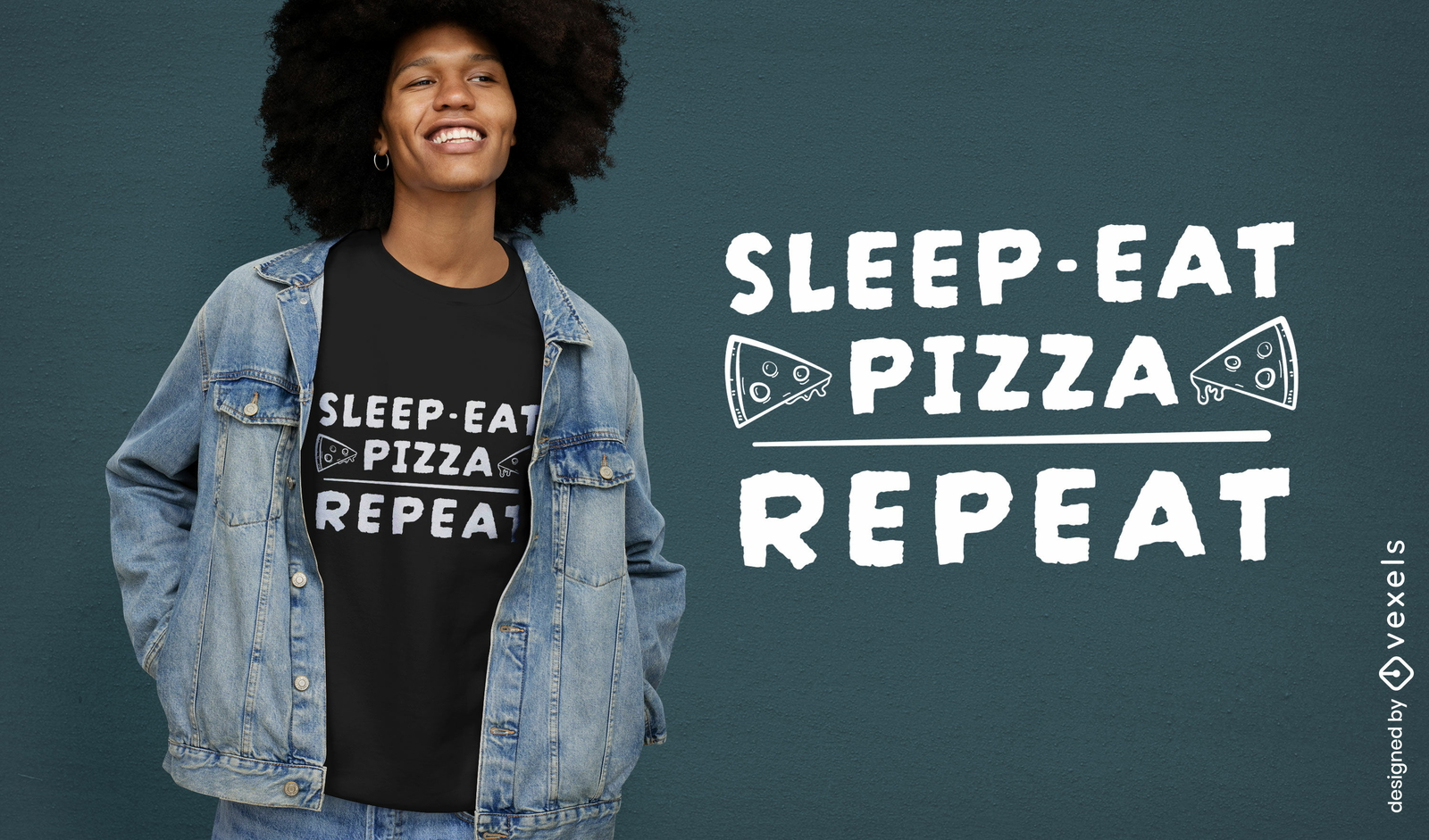 Design de camiseta de repetição de pizza para dormir