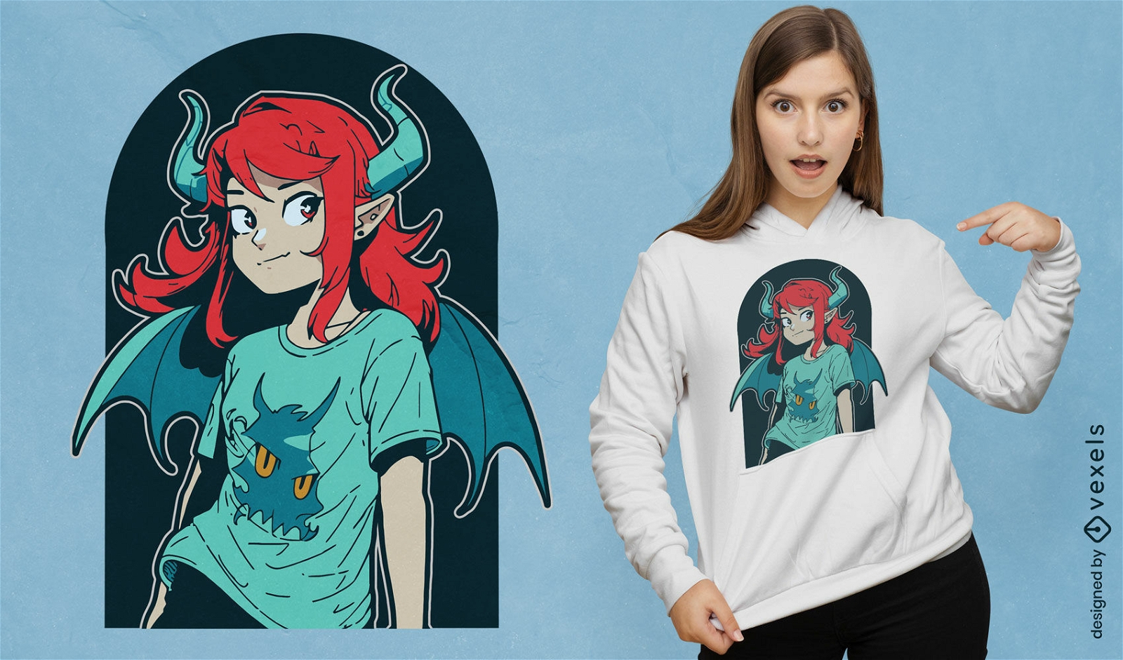 Girl with red hair and horns t-shirt design