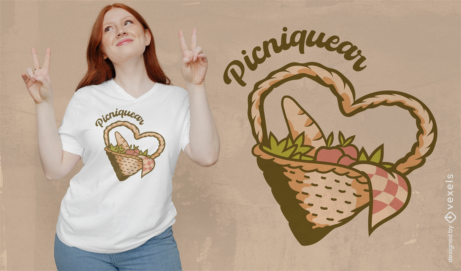 Diseño de camiseta de cesta de picnic.