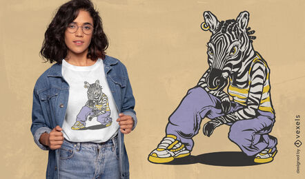 Design de camiseta de zebra de hip hop