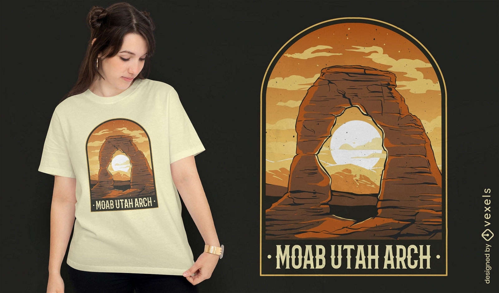 T-Shirt-Design mit Felsbogenlandschaft