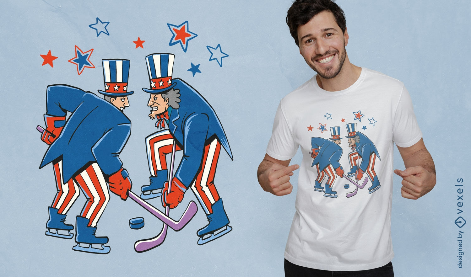 4. Juli Eishockeyspieler-T-Shirt-Design