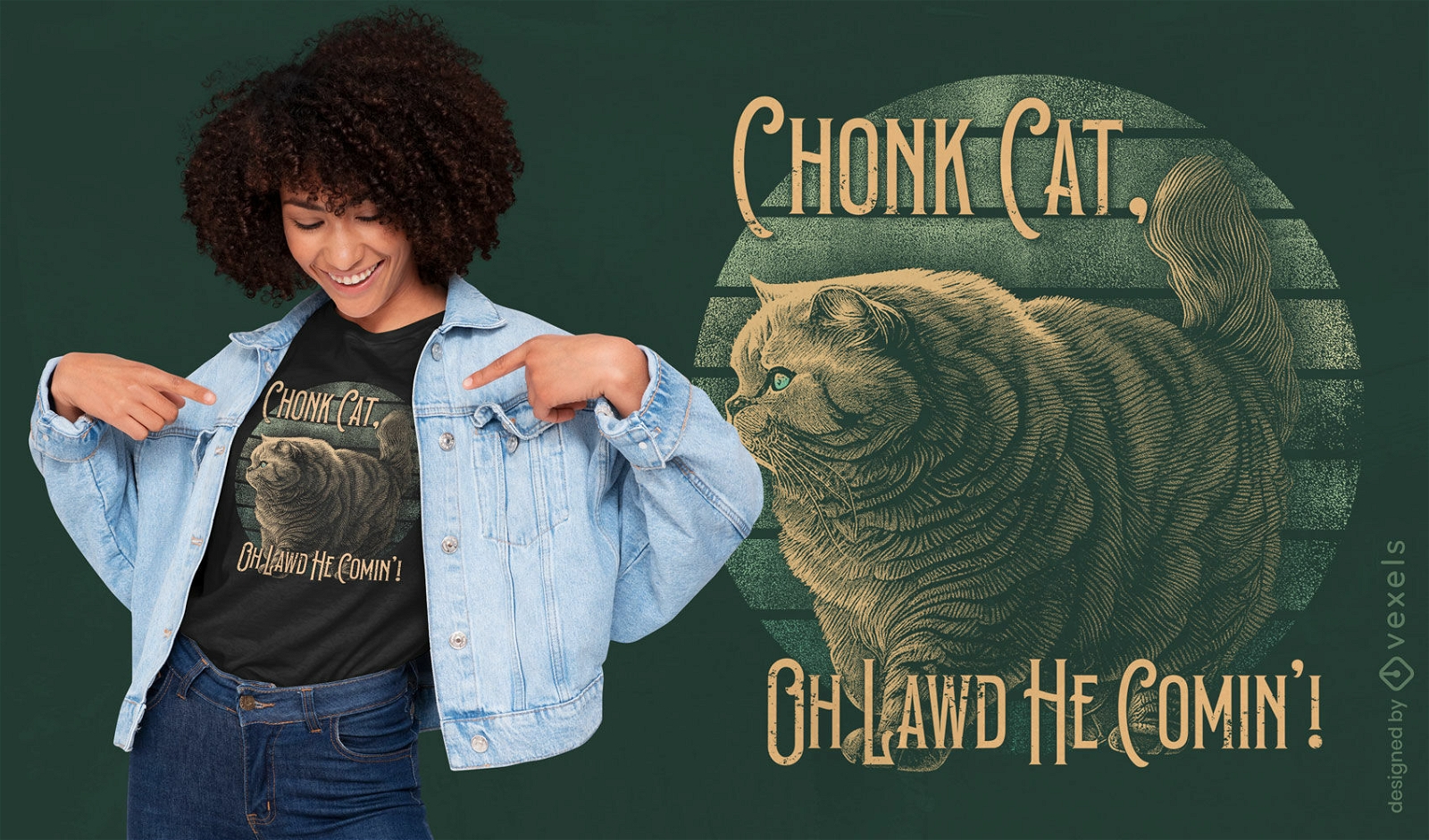 Diseño de camiseta de gato chonk.