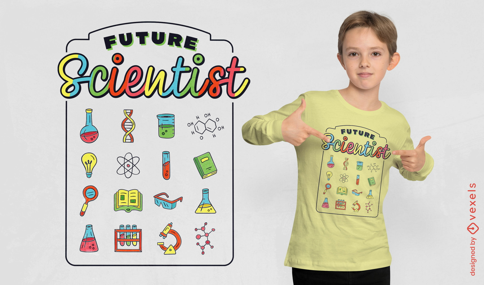 Diseño de camiseta de futuro científico.