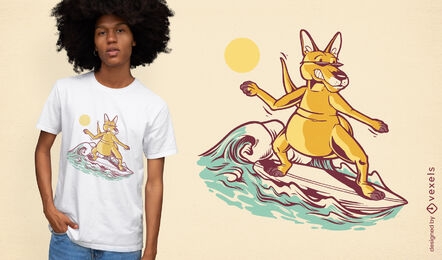 Kangaroo Surfing T-shirt Design Vector Download