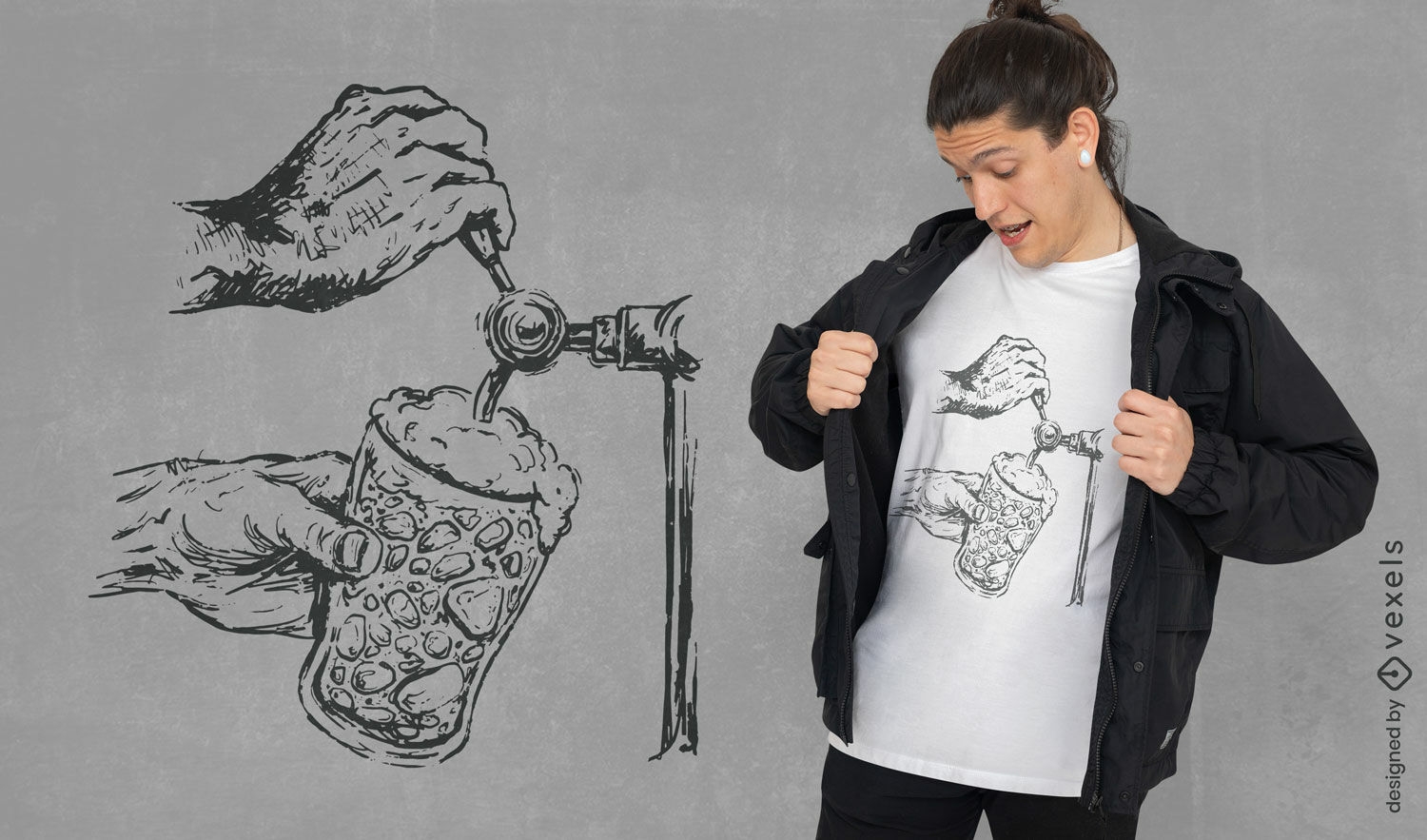 Bierkrug mit Felsen-T-Shirt-Design