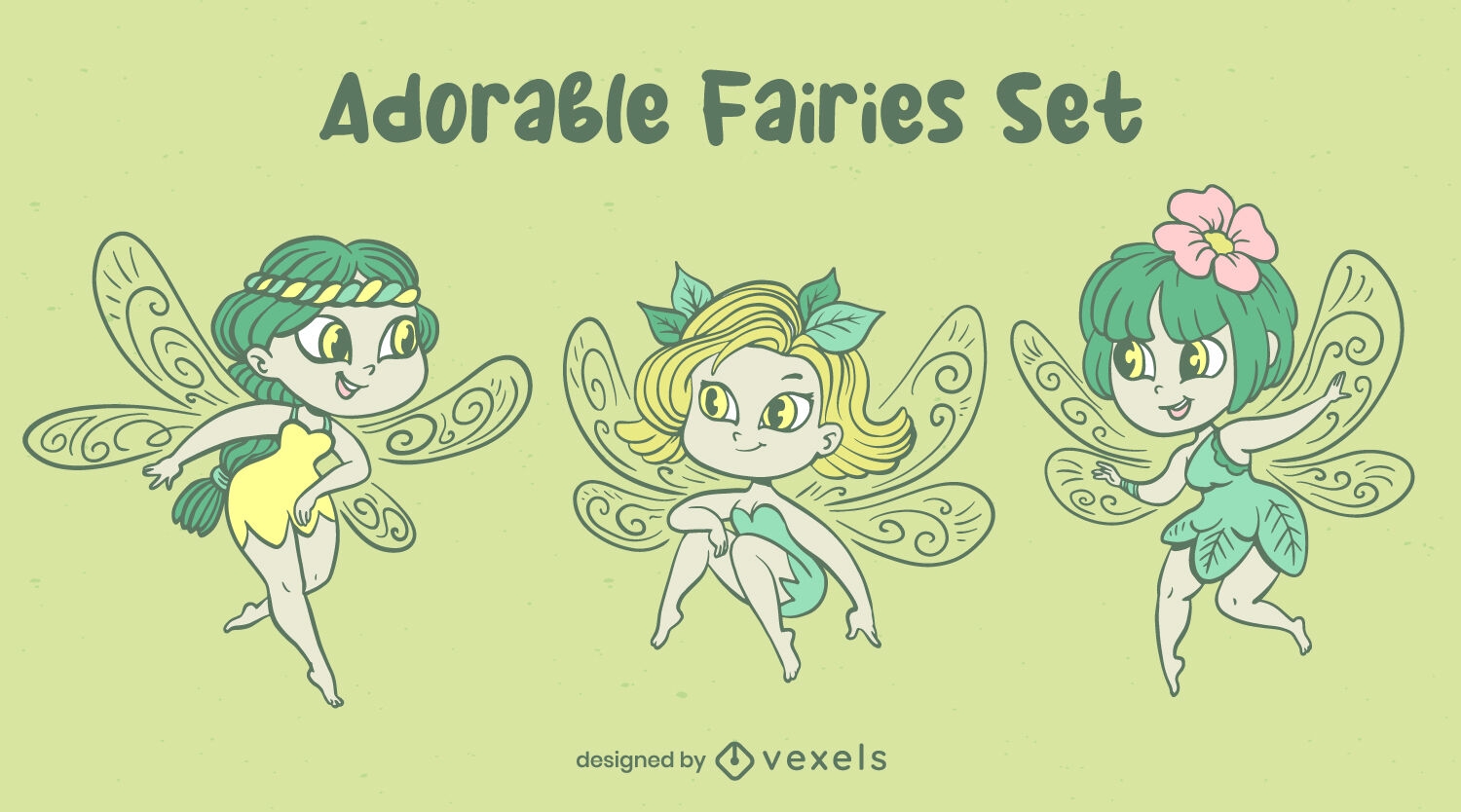 Adorable fairies character set