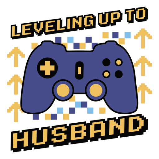 Controlador de videogame com as palavras subindo de nível para o marido Desenho PNG