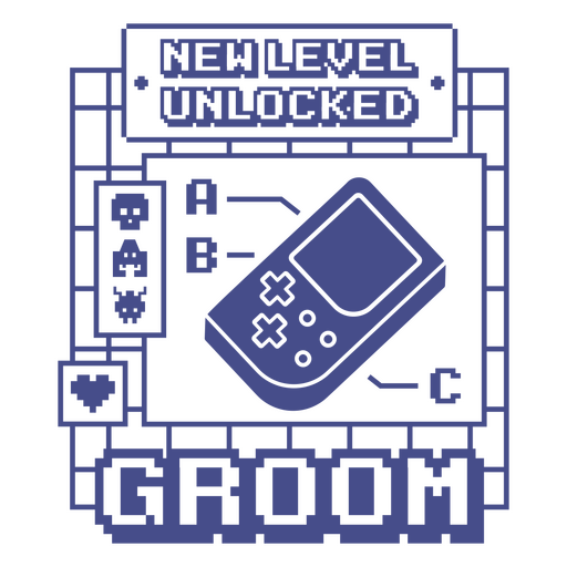 Diseño de boda de jugador con temática de nivel desbloqueado. Diseño PNG