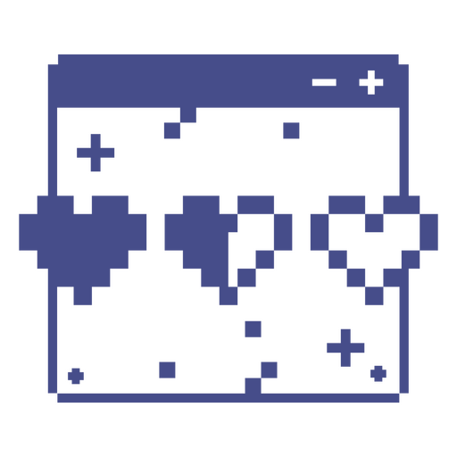 Pixelated heart graphic with retro computer window design PNG Design