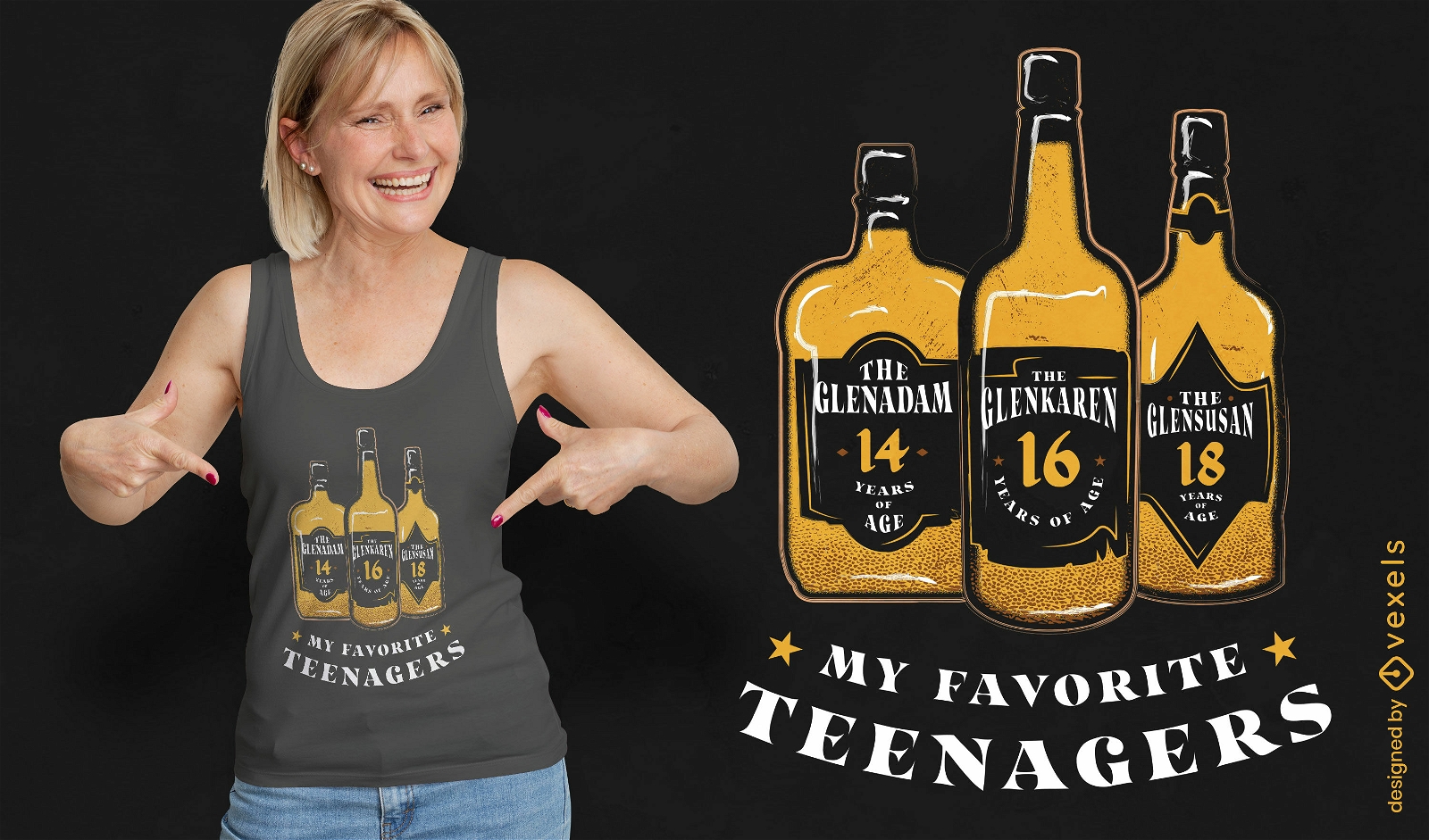 Diseño clásico de camiseta de botellas de whisky.