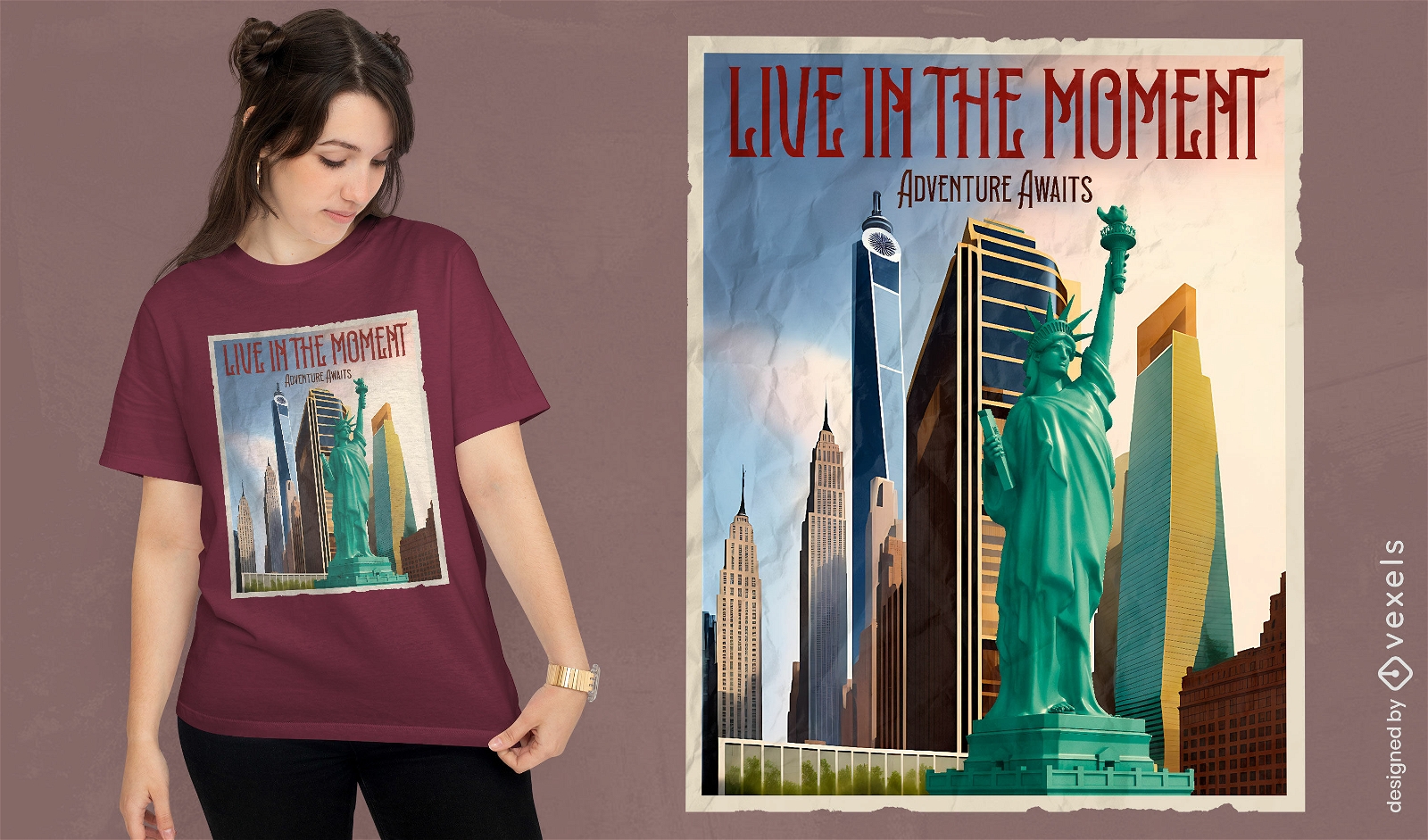Diseño de camiseta con cartel vintage de Nueva York.