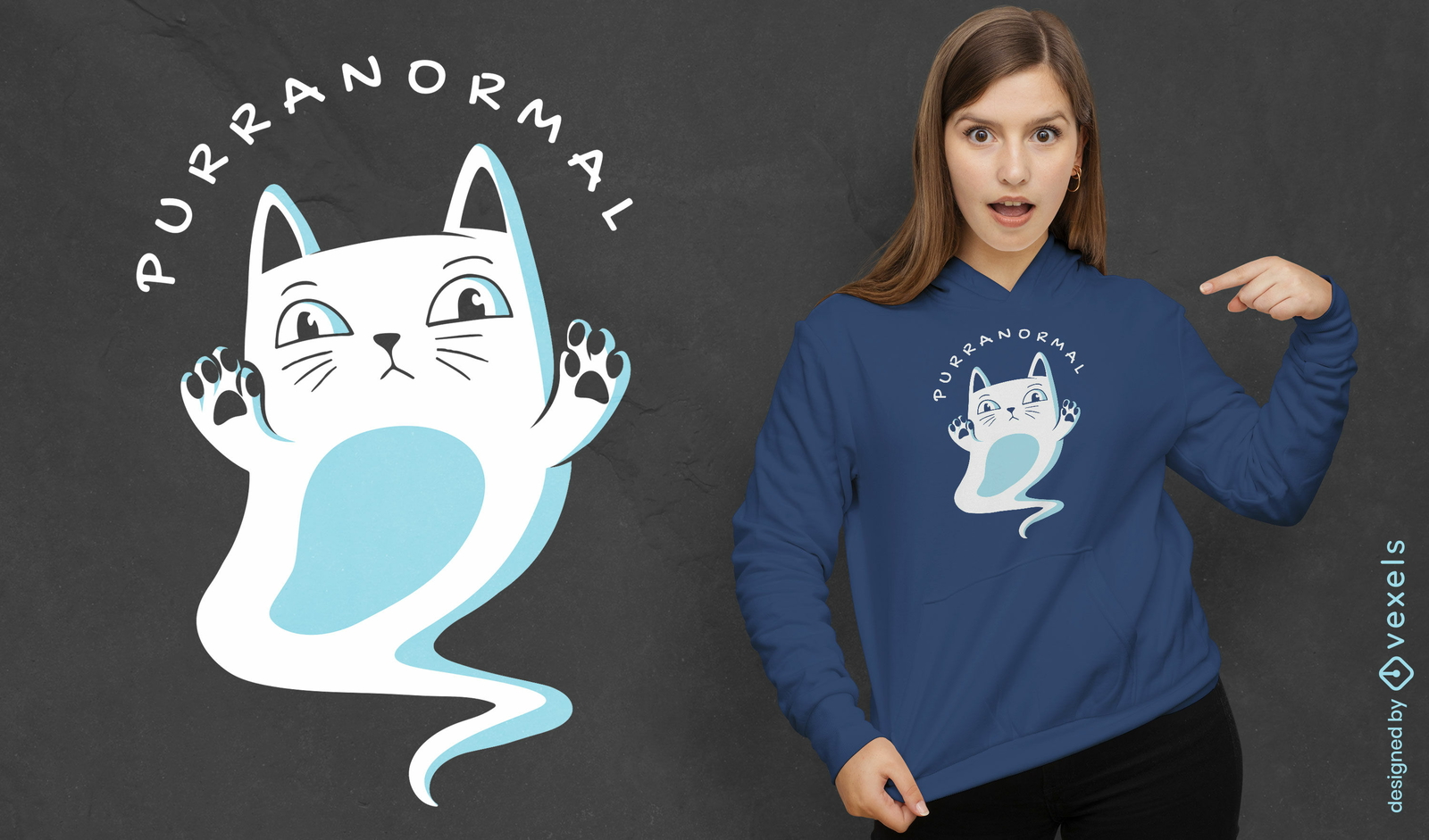 Cat ghost animal cartoon t-shirt design