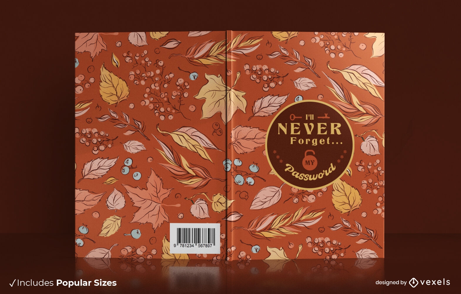 Design de capa de livro sazonal de folhas de outono