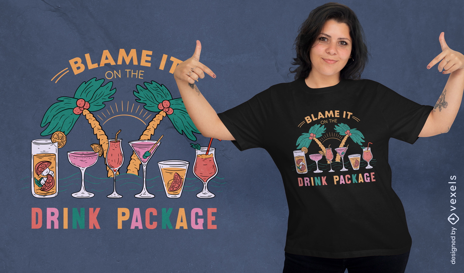 Design de camiseta de férias de bebidas tropicais