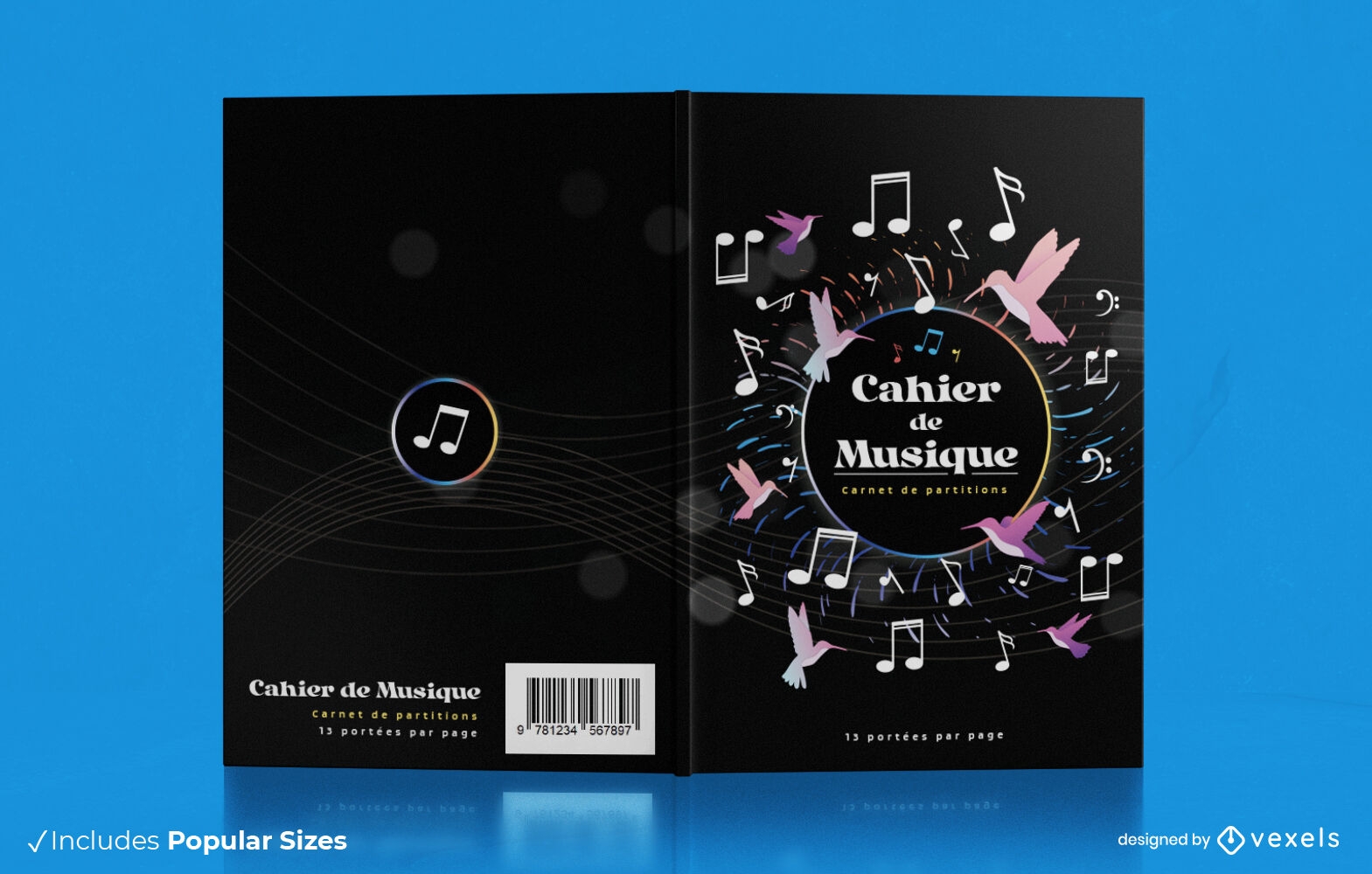 Design de capa de livro de passatempo de notas musicais