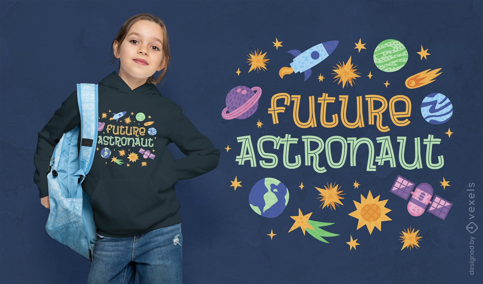 Zukünftiges Astronauten-T-Shirt-Design