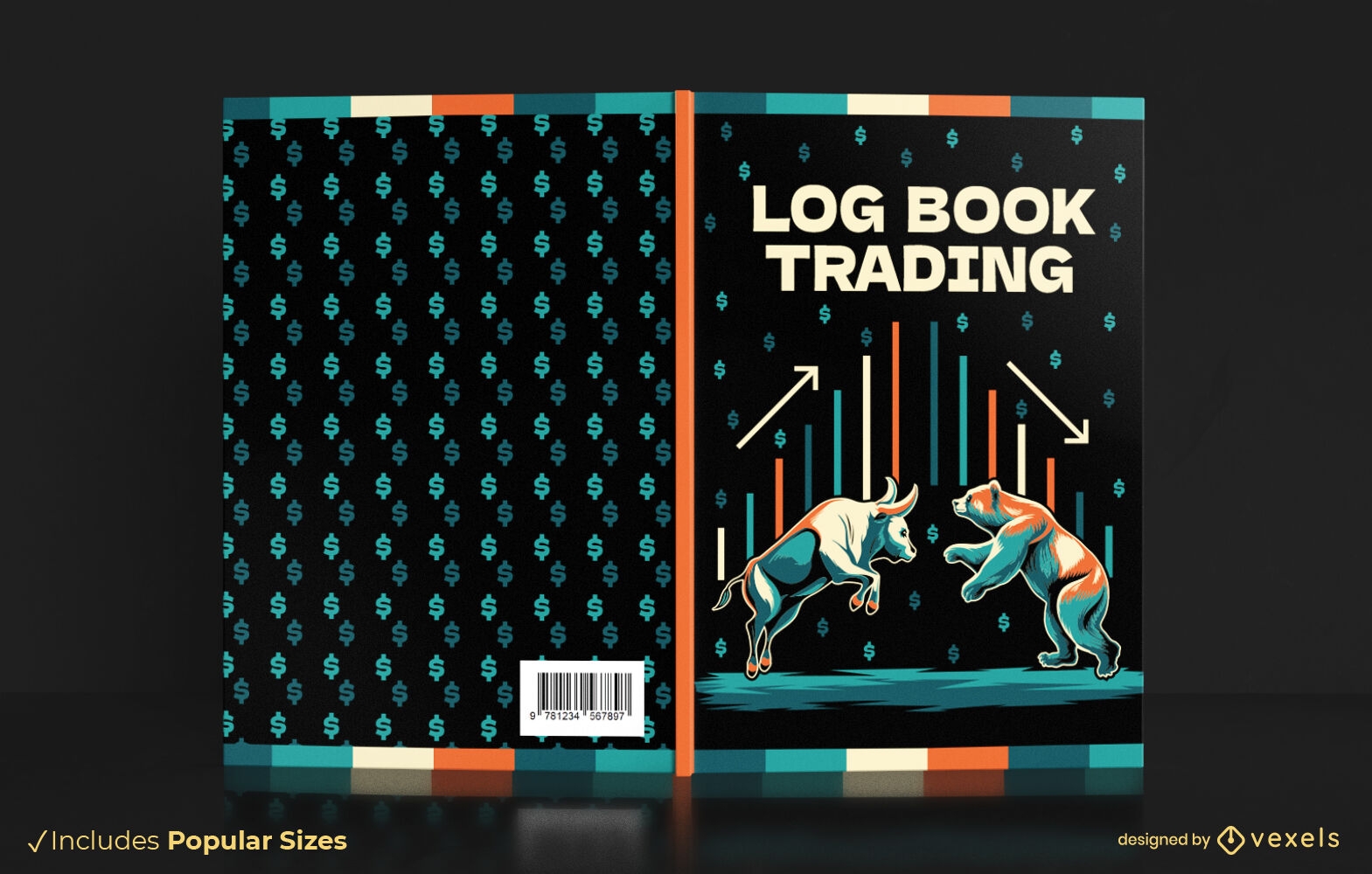 Diseño de portada de libro de comercio y finanzas de animales.
