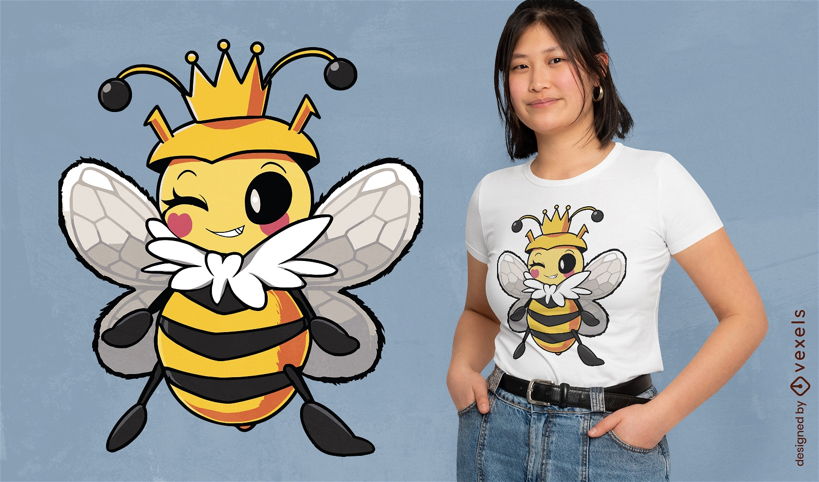 Lindo diseño de camiseta de abeja reina