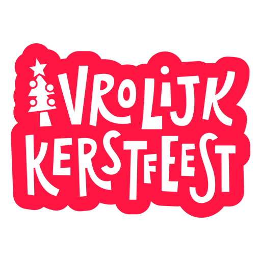Red and black logo with the words vrolijk kersfest PNG Design