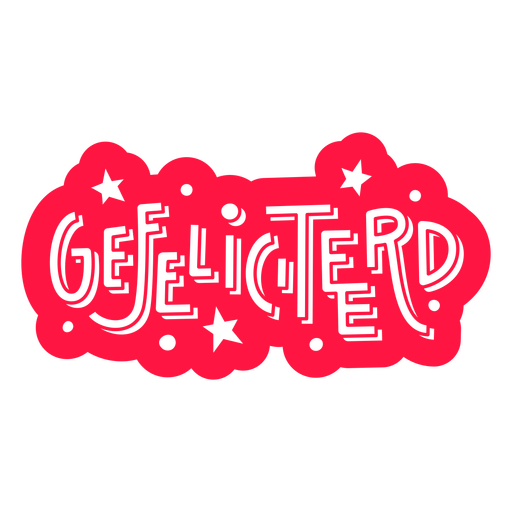 Red sticker with the word gefeliciteerde on it PNG Design