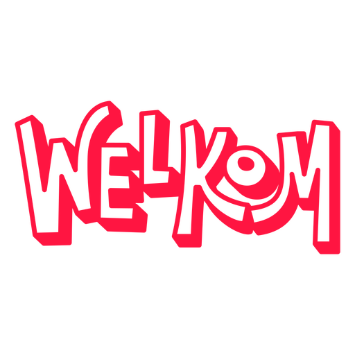 Logotipo rojo con la palabra welkom. Diseño PNG