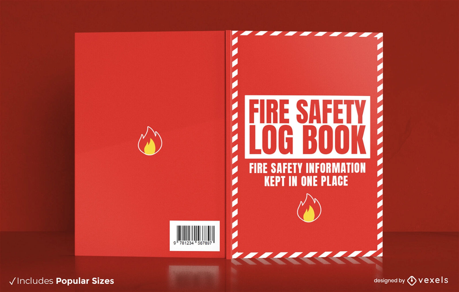 Diseño de portada de libro de seguridad de bombero
