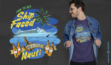 Man wearing a t - shirt with a cruise ship on it