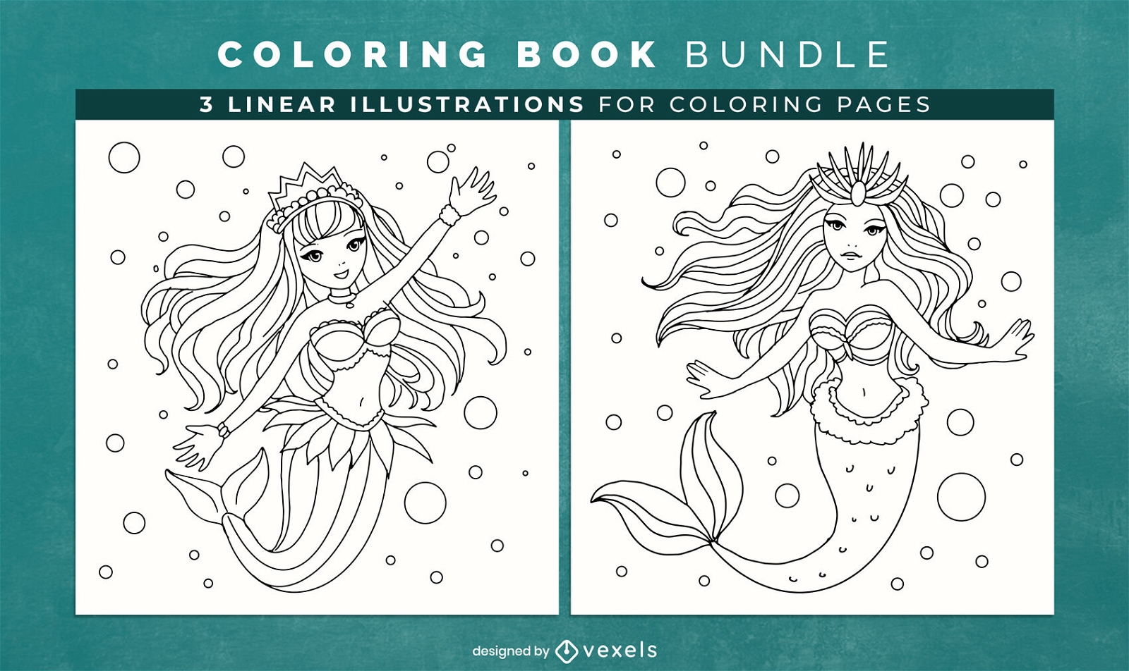 Mermaids Coloring Book Pages Design