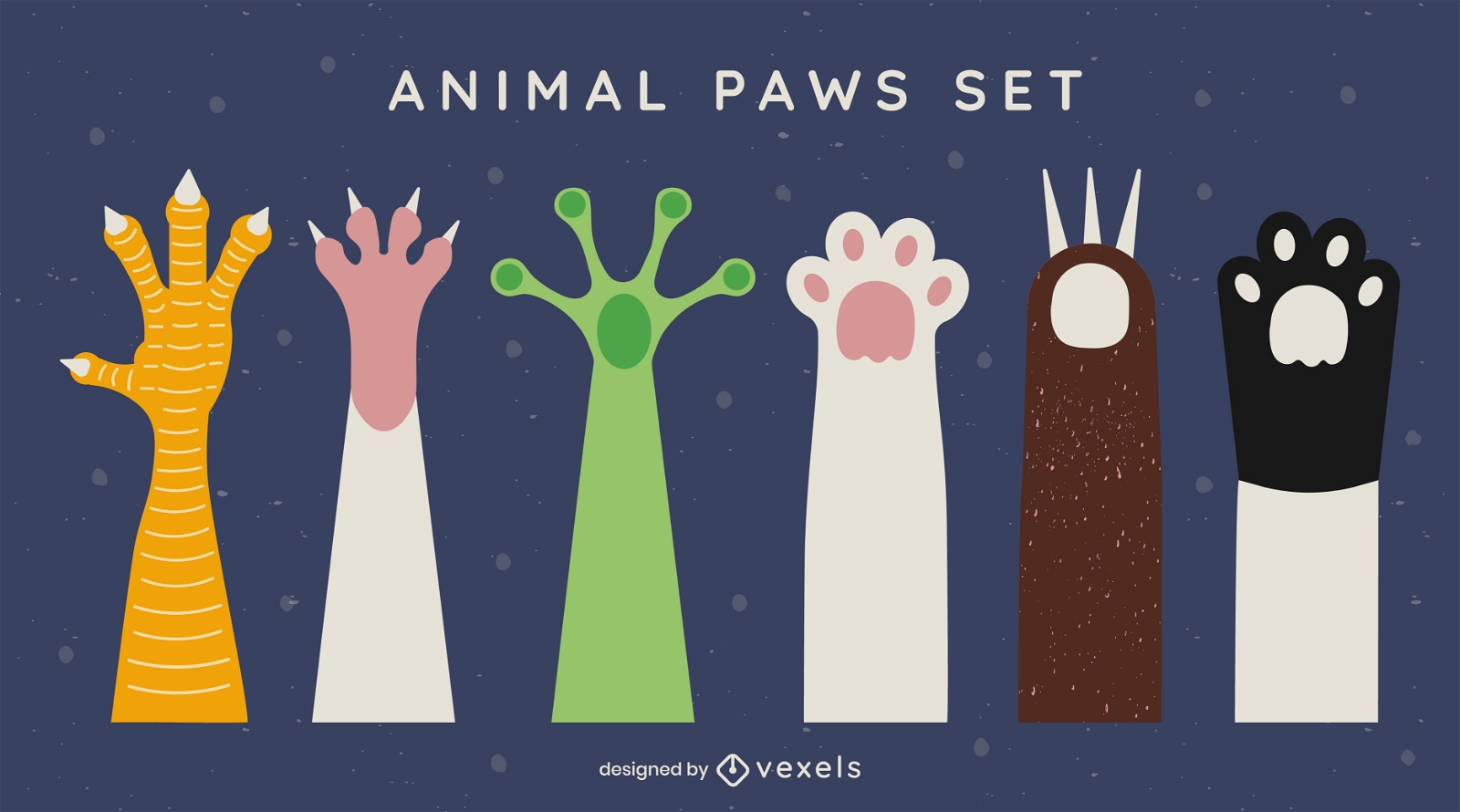 Animal and fantasy creature paws set