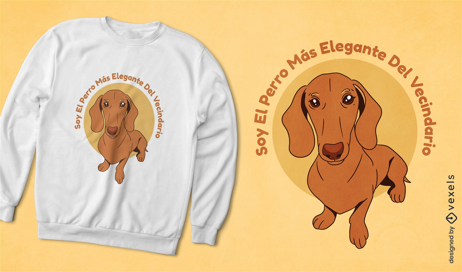 T-Shirt-Design mit spanischem Dackel-Zitat