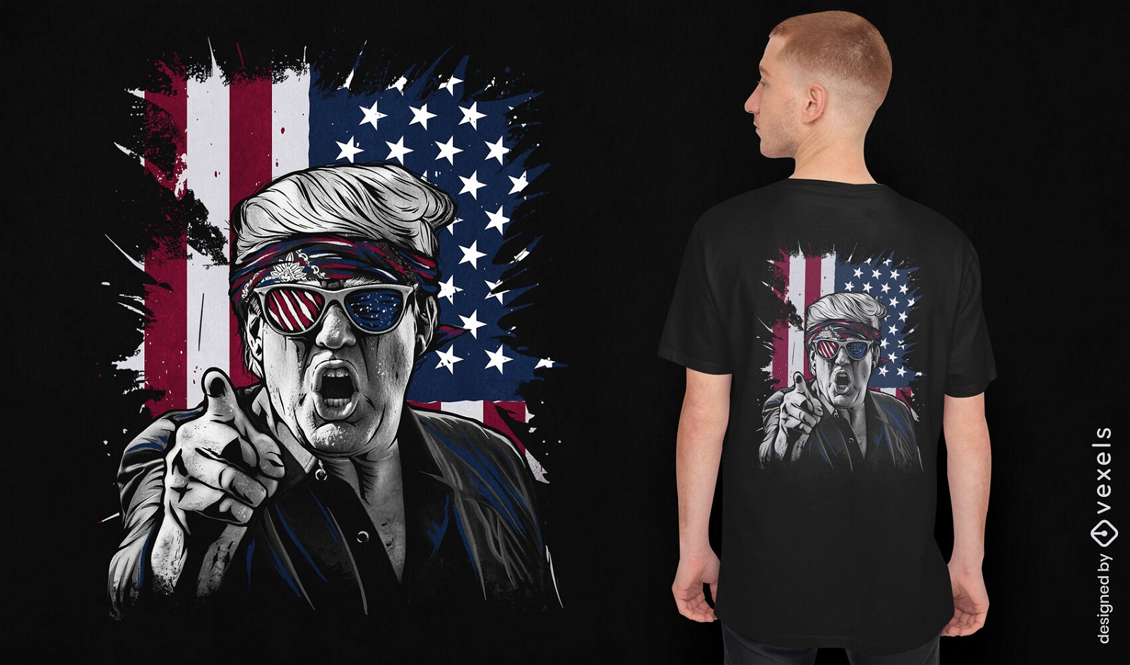 T-Shirt-Design mit politischer Figur und Flagge