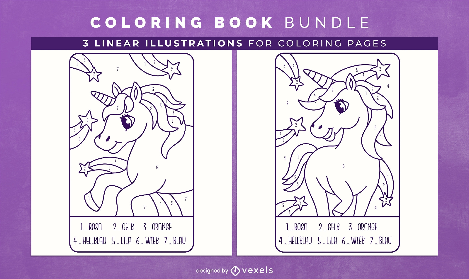 Unicorn by number coloring book