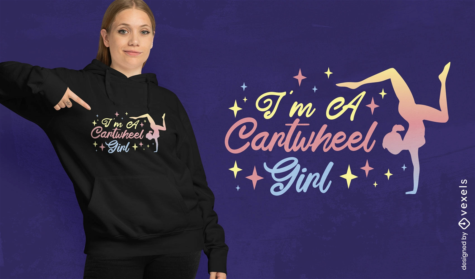 Cartwheel-Mädchen-T-Shirt-Design