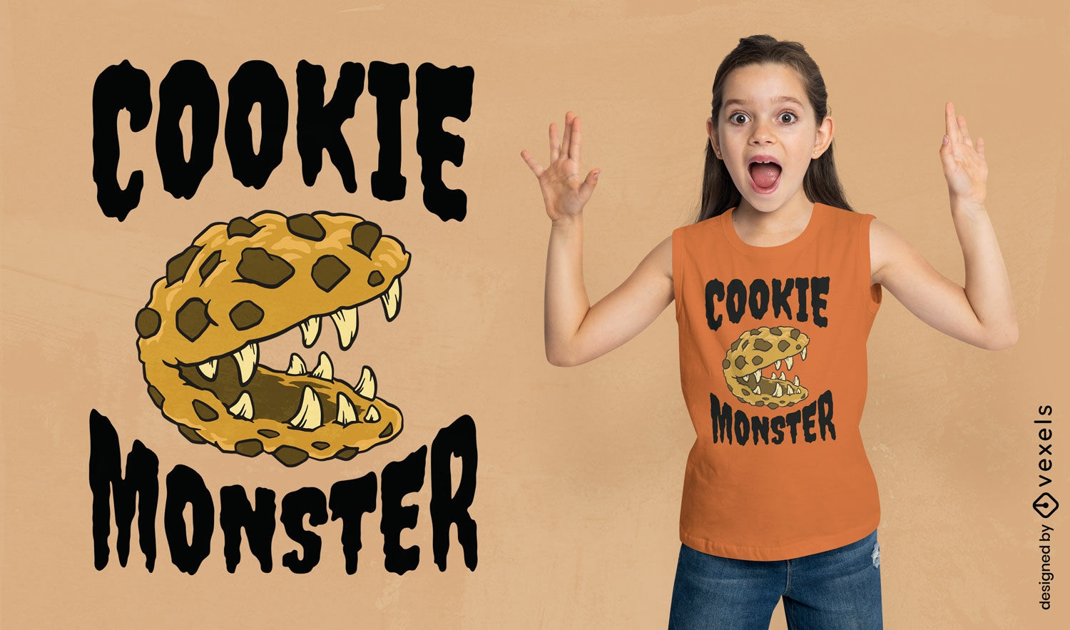 Dise?o de camiseta del monstruo de las galletas.
