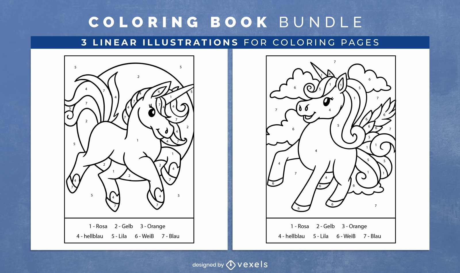 Delicate unicorns coloring book pages