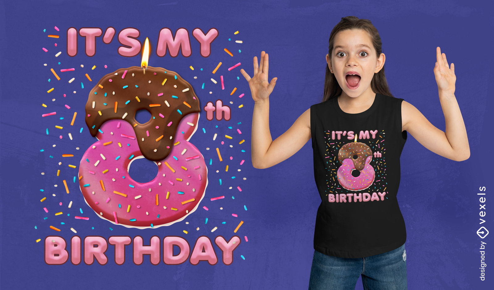 Diseño de camiseta de cumpleaños de donut.