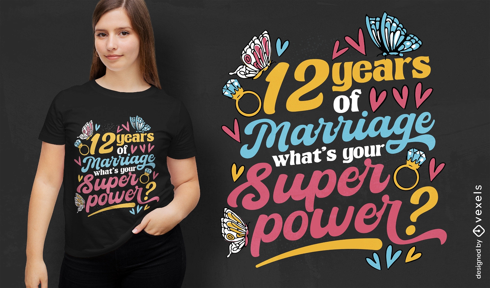 12 Years of marriage t-shirt design