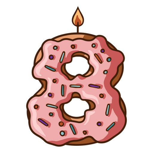 Donut rosa com uma vela Desenho PNG