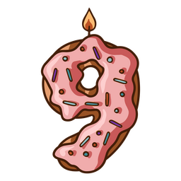 Pink Donut Birthday Shaped Like A Nine PNG & SVG Design For T-Shirts