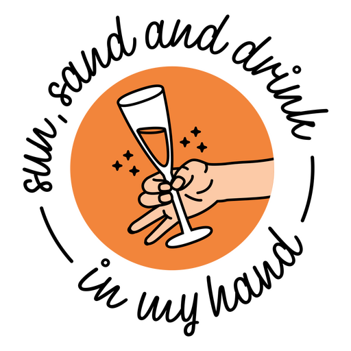Hand holding a glass of champagne in an orange circle PNG Design