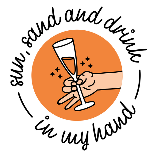 Hand Holding A Glass Of Champagne In An Orange Circle Png And Svg Design For T Shirts 