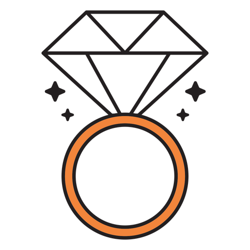 Orange diamond ring PNG Design