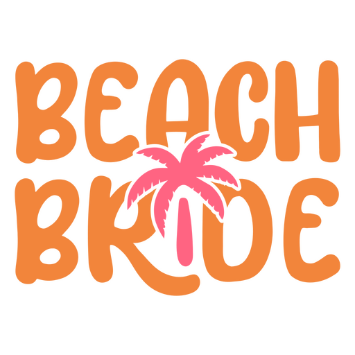 Logotipo de novia de playa con palmera. Diseño PNG