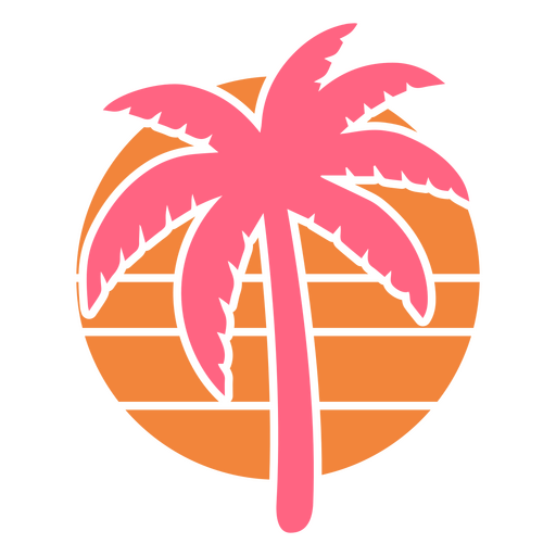 Palmeira rosa e laranja em círculo Desenho PNG